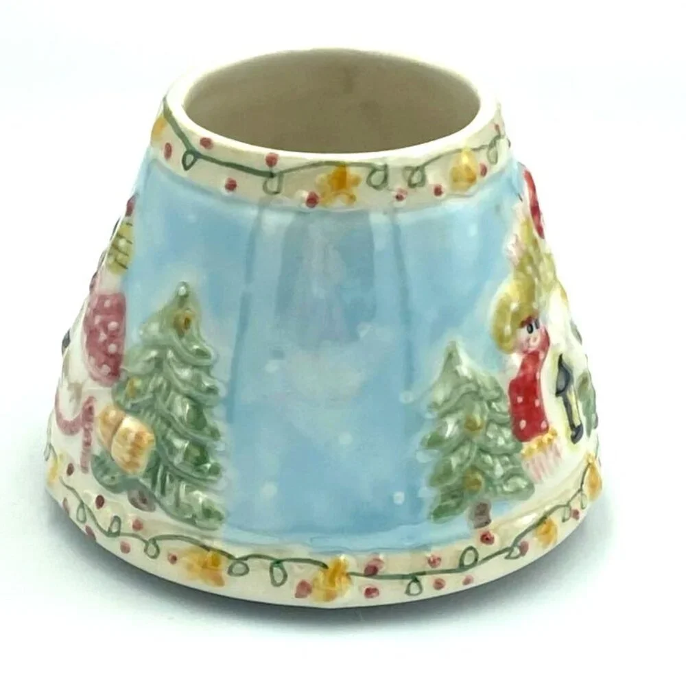Yankee Candle Small Ceramic Jar Shade Topper Snowman Family Holiday‎ Seasonal
